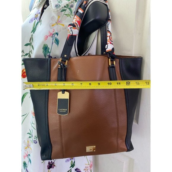 Ralph Lauren Black Brown Faux Leather Shoulder Bag - Picture 6 of 10